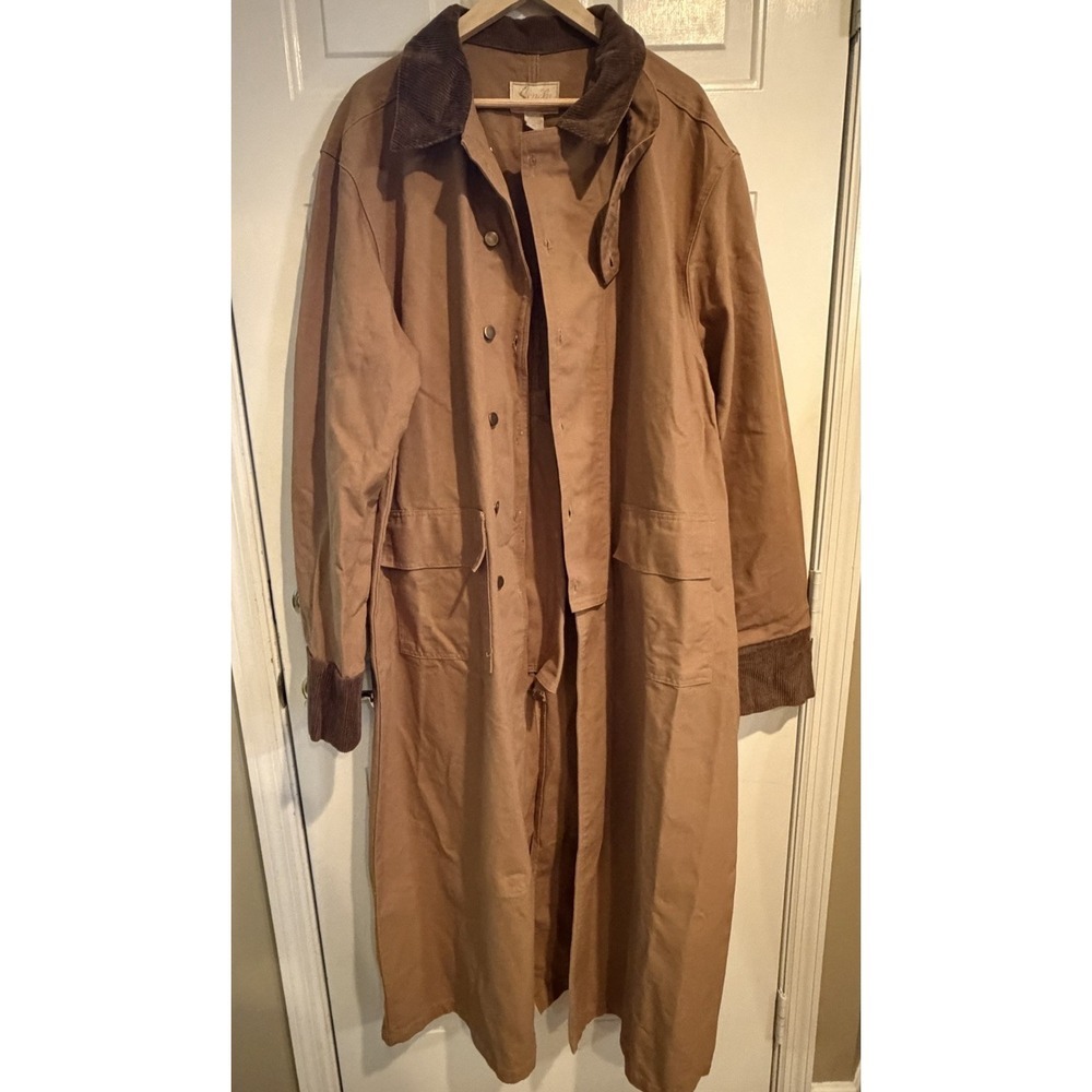 Scully Tan Canvas Duster Corduroy Trim Men's XL Rancher, Cowboy
